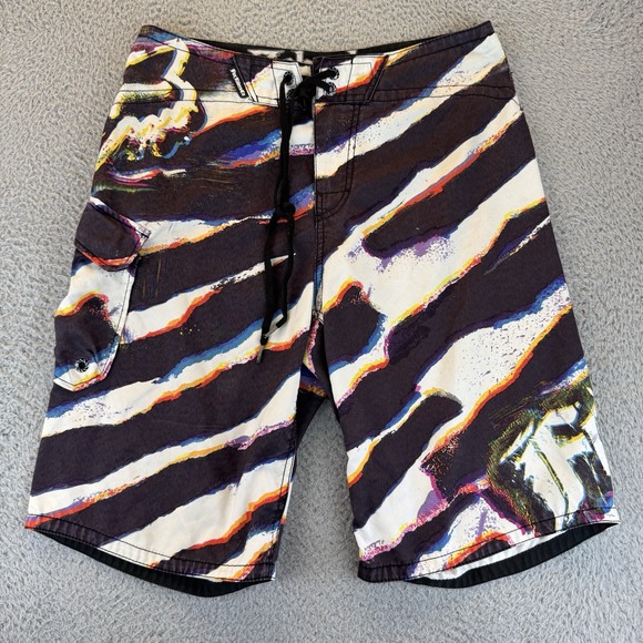 Fox Racing Zebras Board Shorts Mens Size 32 Board Shorts Drawstring Y2k - Picture 1 of 10